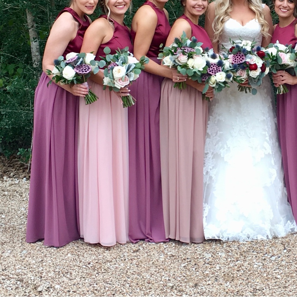 Bari Jay Two-Tone Mauve and Plum Maxi Dress - Picture 7 of 7